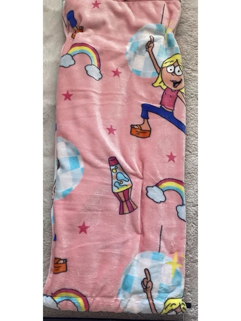 Disney Throwback Lizzie McGuire Disco Ball Pink Soft Throw Blanket 50” X 70” NEW